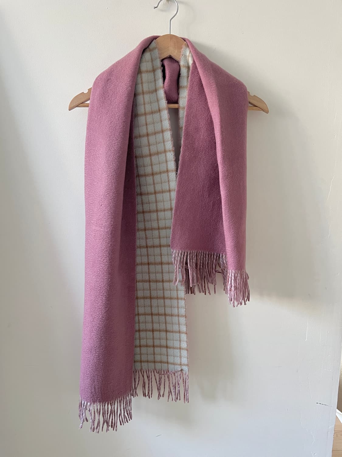 리버서블 캐시미어 머플러 (모브 핑크 & 민트 체크) 상품이미지8