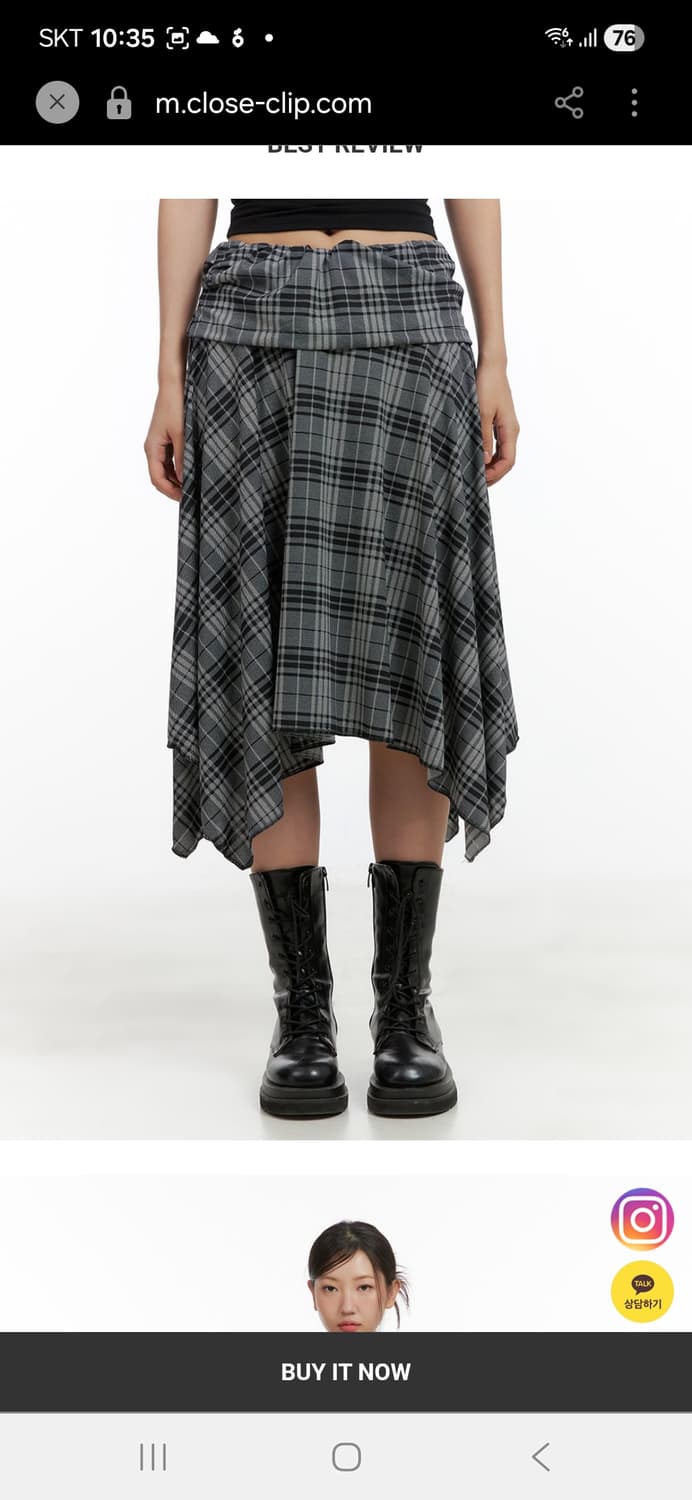 데무 언발 체크 스커트 상품이미지7