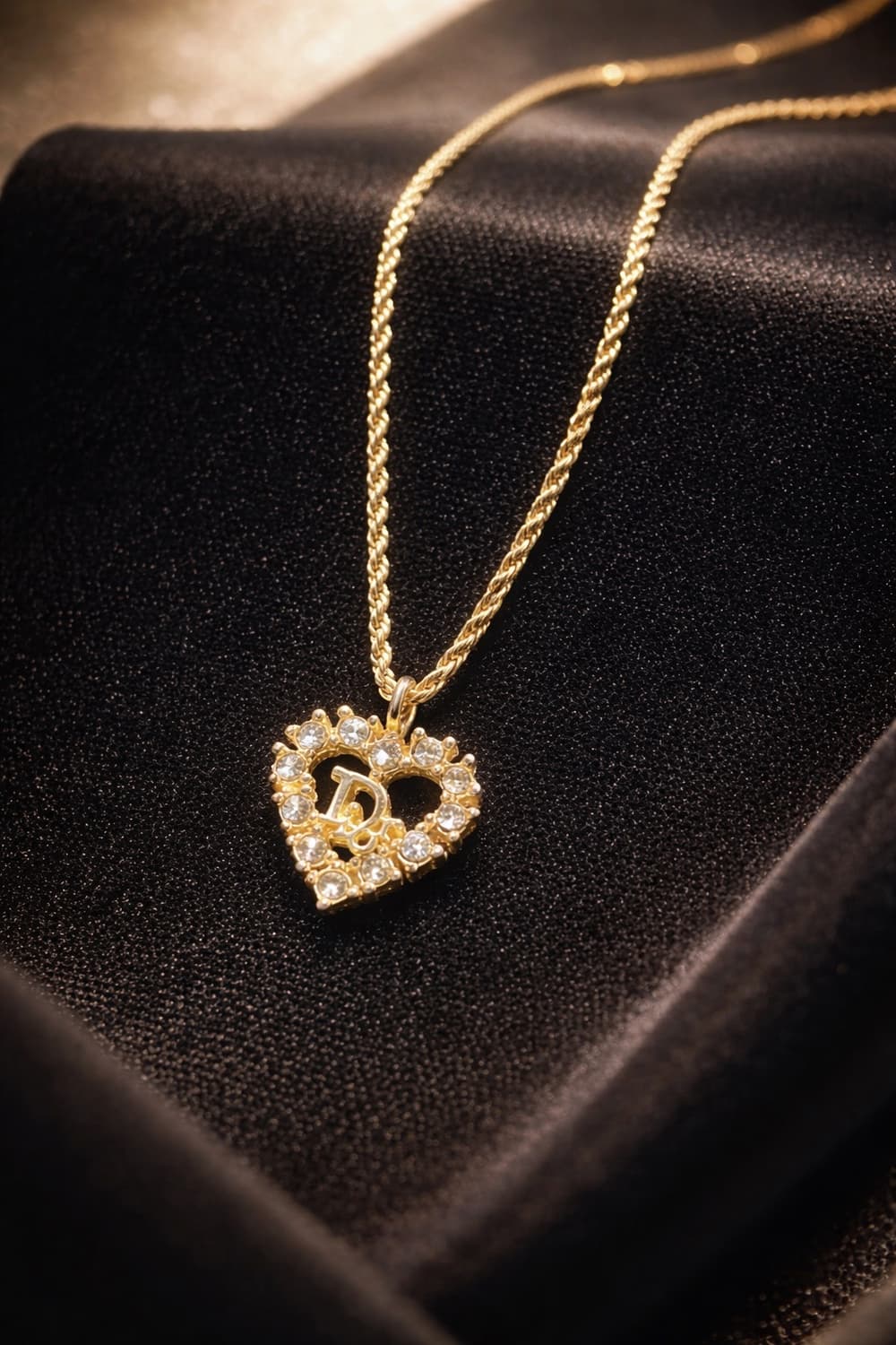 크리스찬 디올 Dior 빈티지 골드 하트 스톤 목걸이 상품이미지1