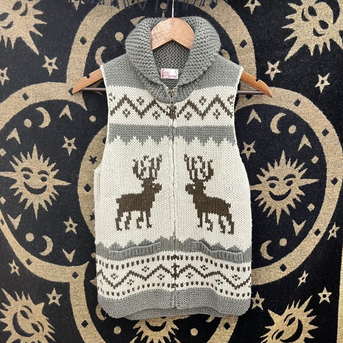 빈티지 하구미 노르딕 코위찬 니트 집업 조끼 베스트 K0089 상품이미지4