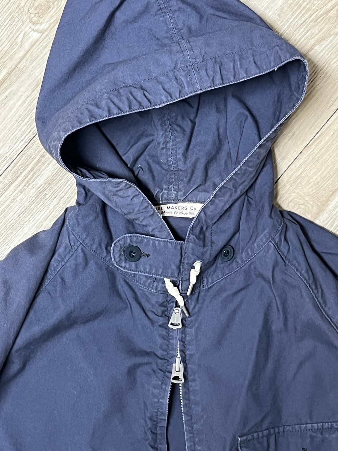 피그벨 후드집업 네이비 화이트 배색 점퍼 상품이미지5