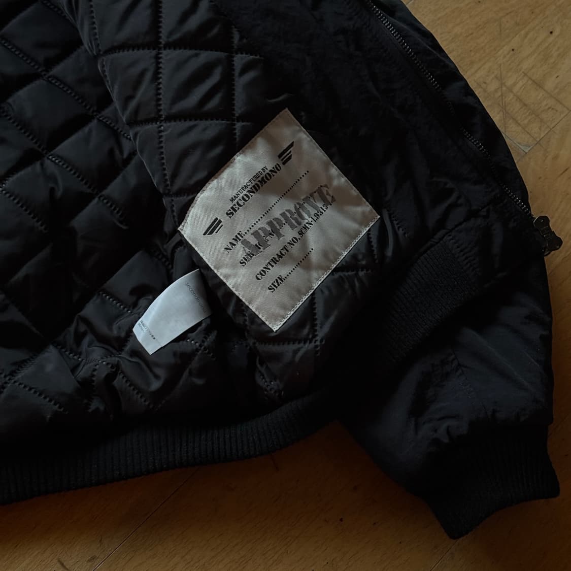 세컨모놀로그 그리드 언발 MA-1 봄버 재킷 블랙 s 상품이미지4