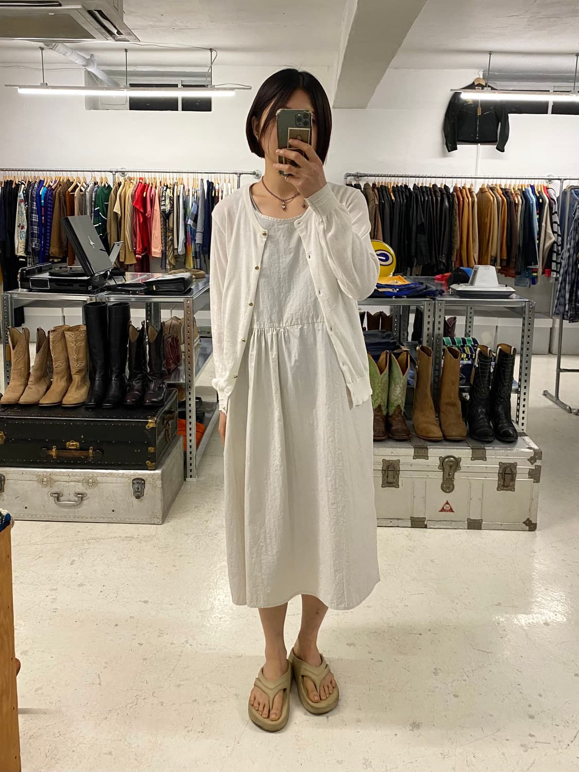 BEAMS cardigan 빔즈 화이트 가디건 상품이미지2