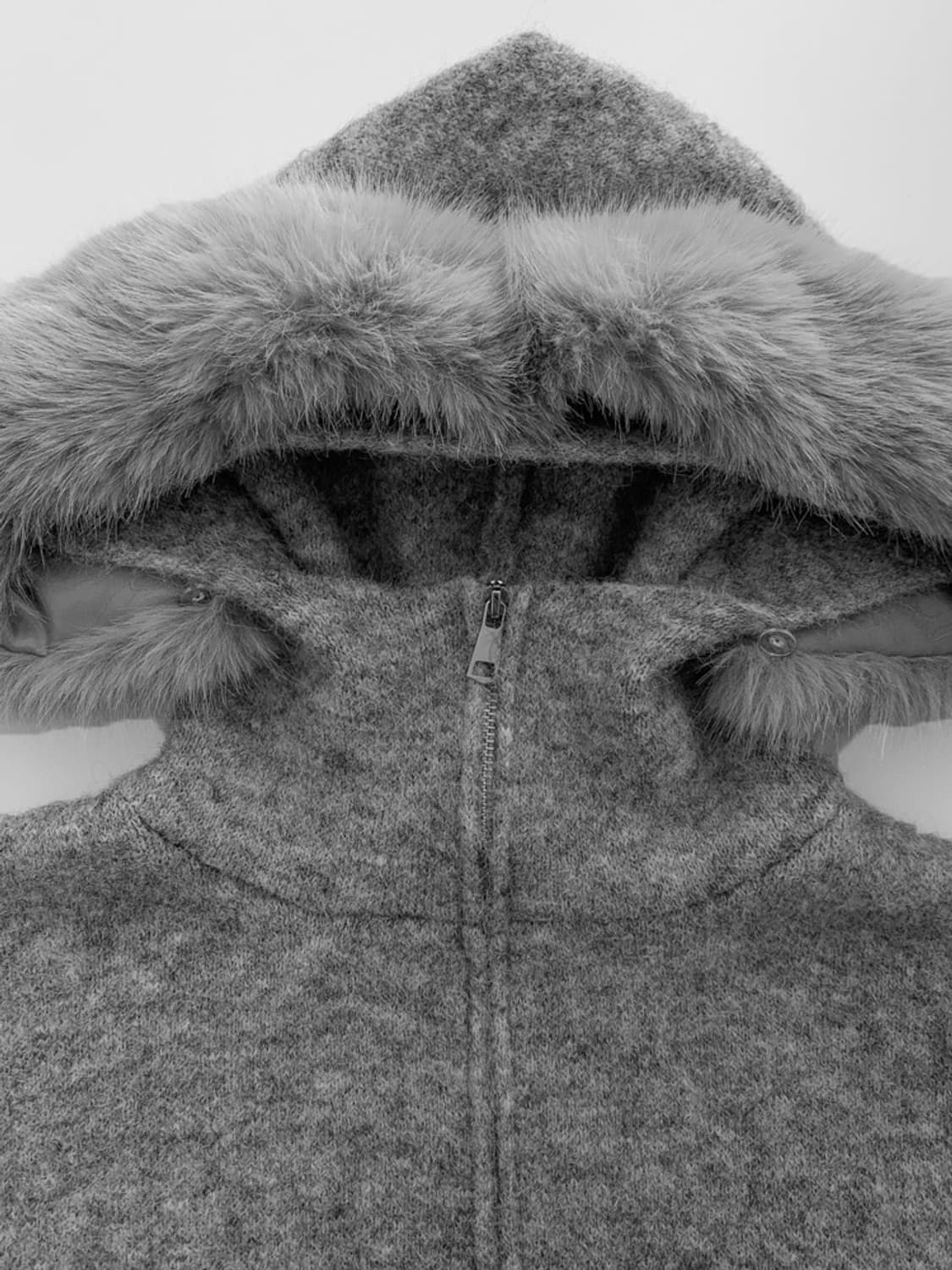 퍼 후드 니트집업 가디건 차콜 상품이미지5