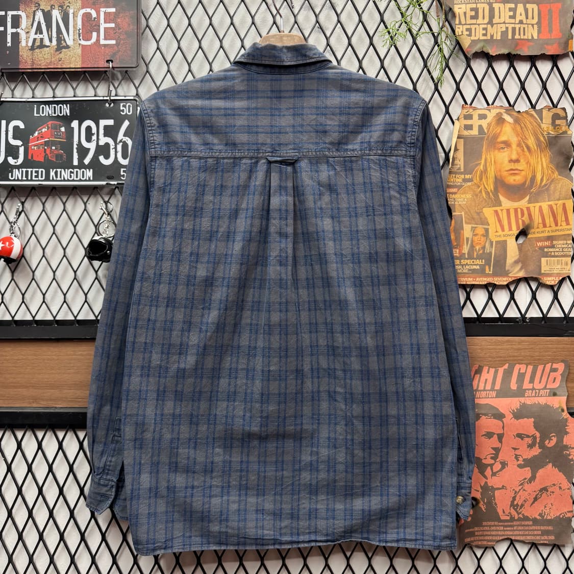 00s LEE 리 체크 패턴 셔츠 전면 원포켓 로고 포인트 네이비 상품이미지2