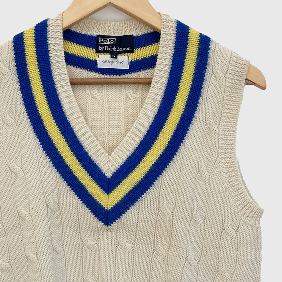 폴로 랄프로렌 울 100 크리켓 베스트 케이블 니트조끼 프레피룩 S 상품이미지2