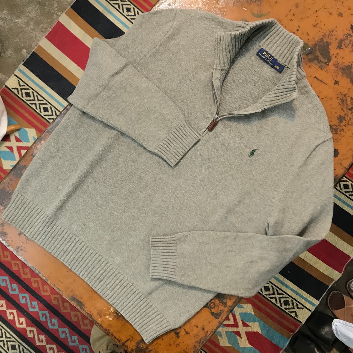 폴로랄프로렌 그레이 코튼 반집업 풀오버 니트 남성 105 110 사이즈 상품이미지2
