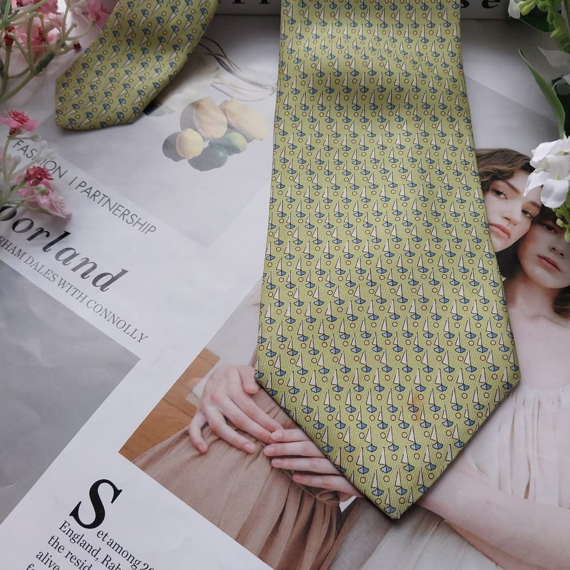 살바토레 페라가모 요트 모티브 넥타이 9.4cm A~B등급 K2177 상품이미지8