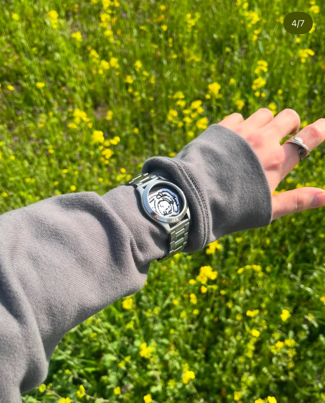 스몰 아치 로고 후드티 차콜 상품이미지1