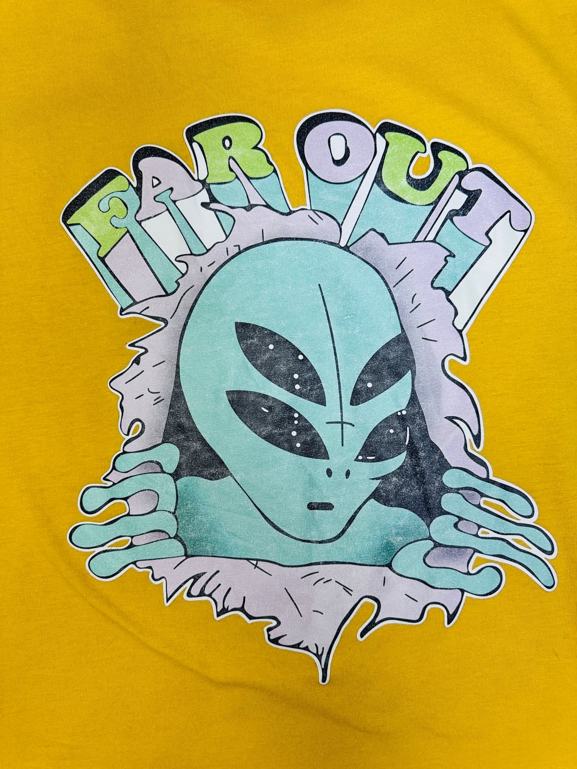 빈티지 에일리언 FAR OUT 포인트 머스타드 티셔츠 M 상품이미지5