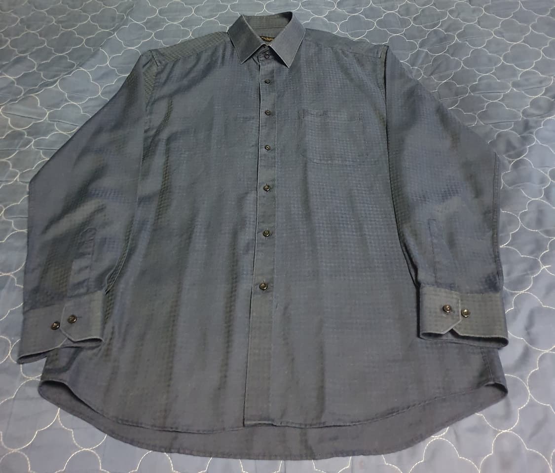 (빈티지) 피에르가르뎅 파리 리넨 마이크로체크 긴팔셔츠 네이비 (100) 상품이미지1