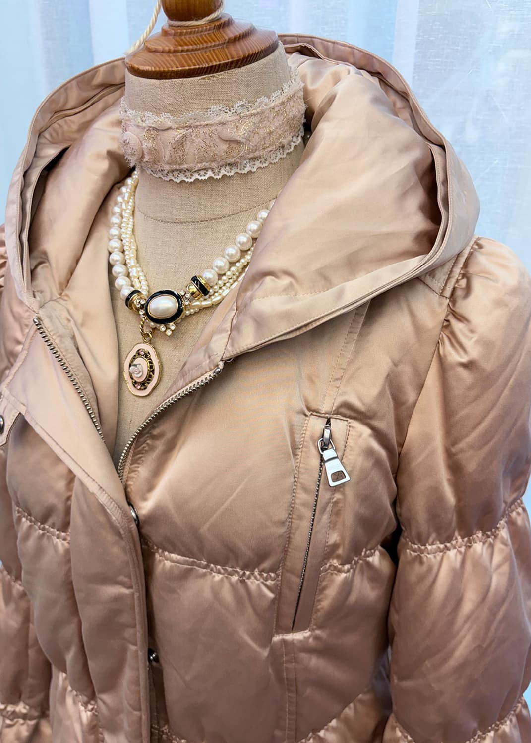 로즈핑크 셔링 누빔 패딩 상품이미지4