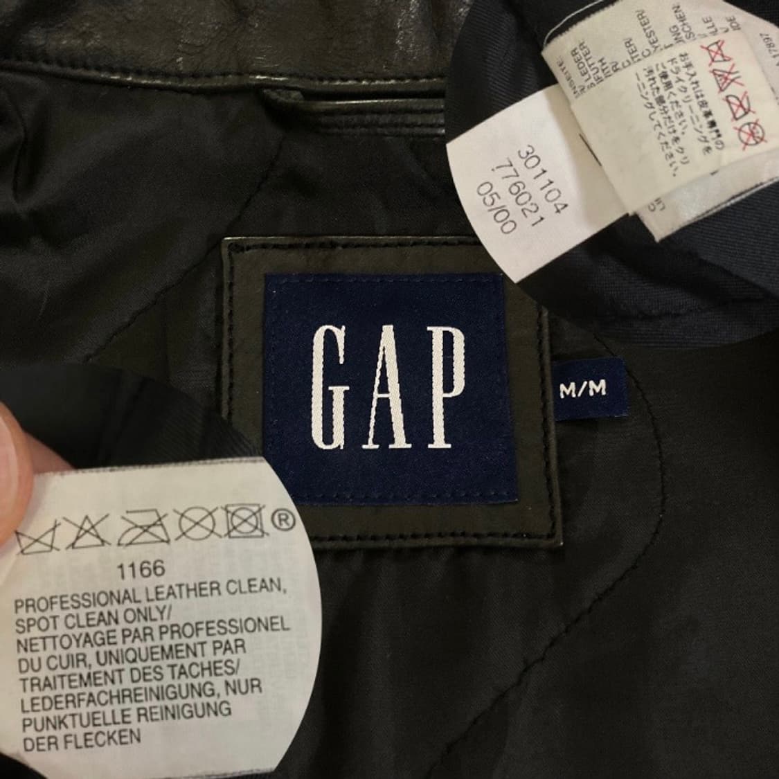 (M) 90s GAP 갭 올드갭 카코트 레더자켓 블랙 상품이미지7