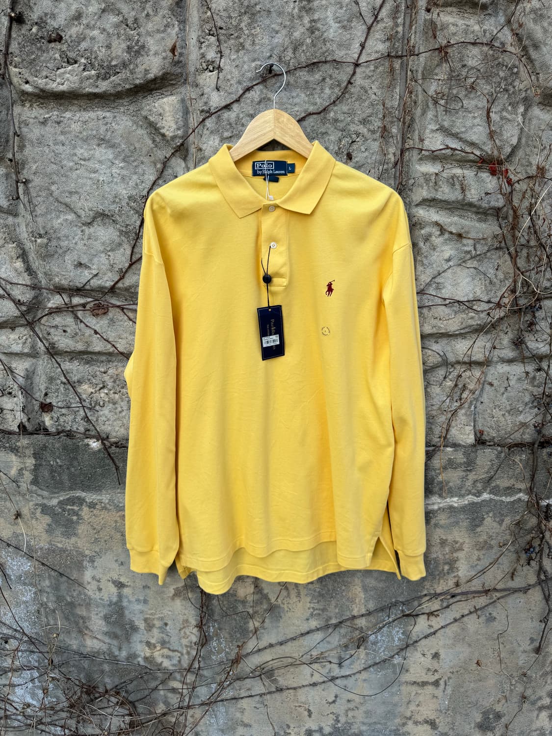빈티지 폴로 랄프로렌 카라 티셔츠 옐로우 데드스탁 상품이미지1