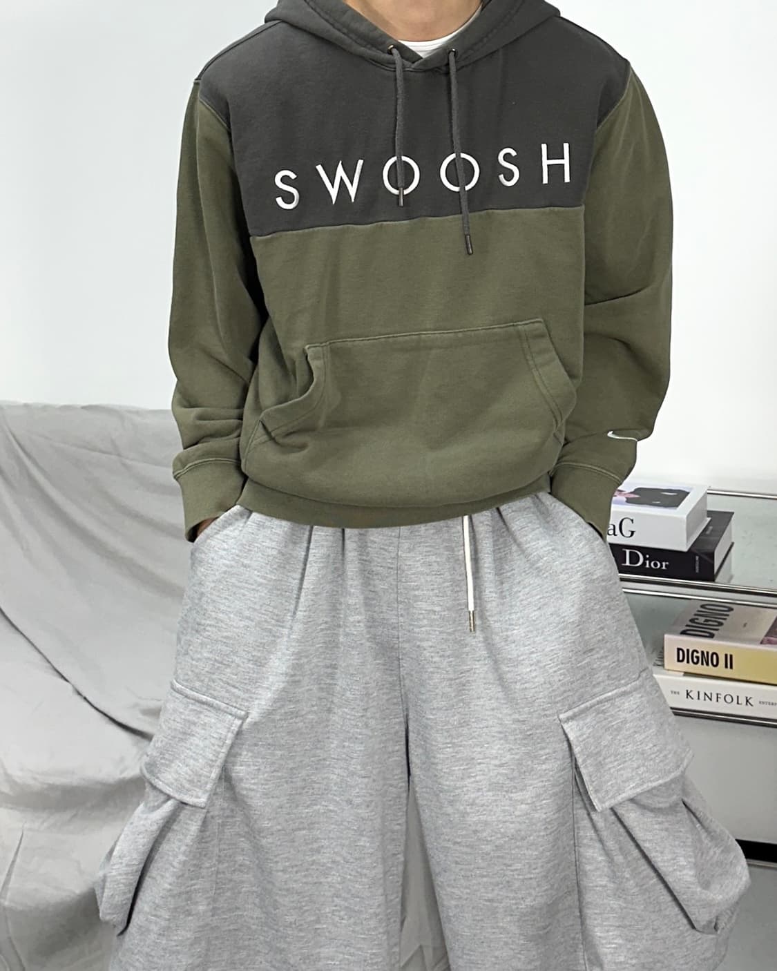 나이키 카키 더블 스우시 후드티 M 상품이미지1