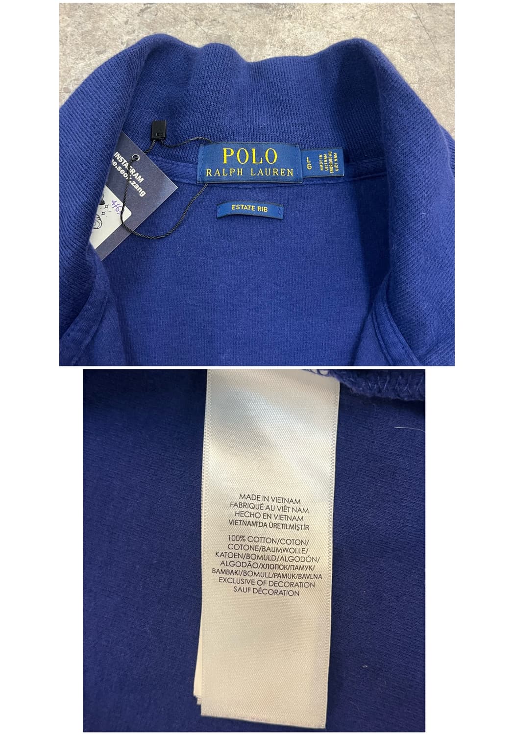 폴로 랄프로렌 반집업 니트 블루 L #csz4163 상품이미지3