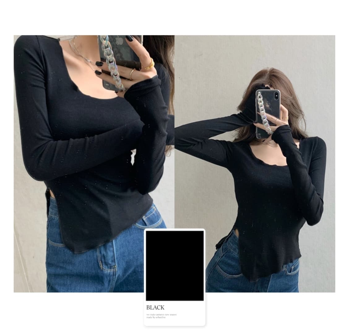 프릴 트임 골지 티셔츠 상품이미지3