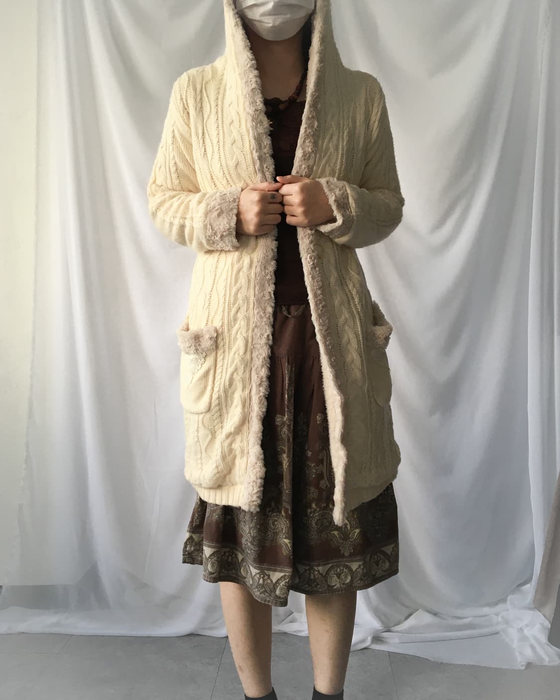 Axes femme fake fur trimming cable patte 상품이미지7