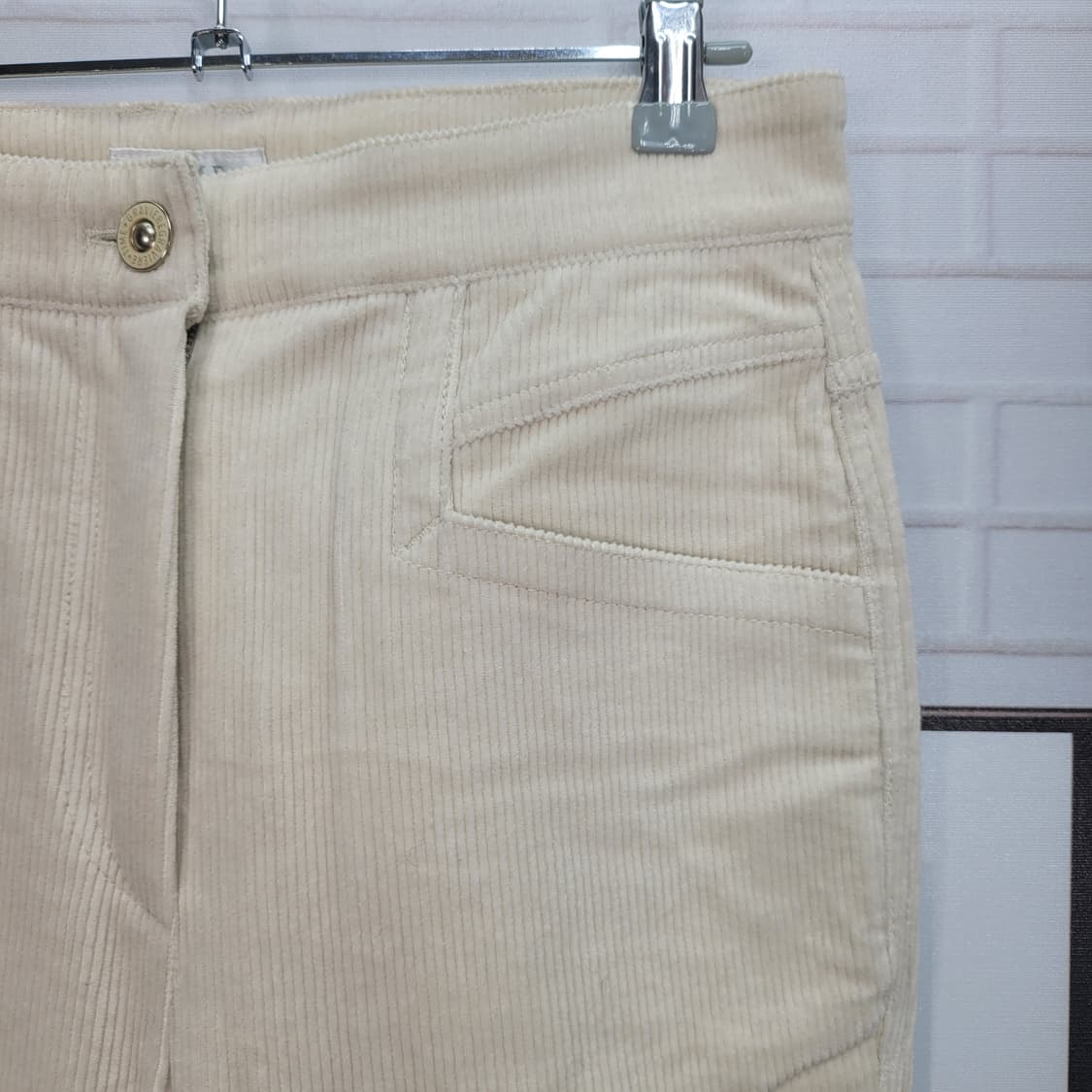 한섬 타임 골지 벨벳 팬츠 바지 슬랙스 베이지 28사이즈 새상품급 상품이미지3
