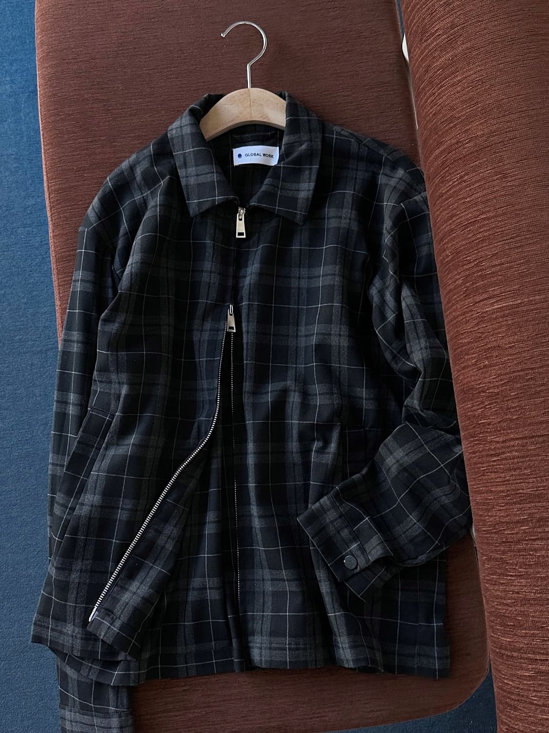 2way zip wool like design check blouson 상품이미지8