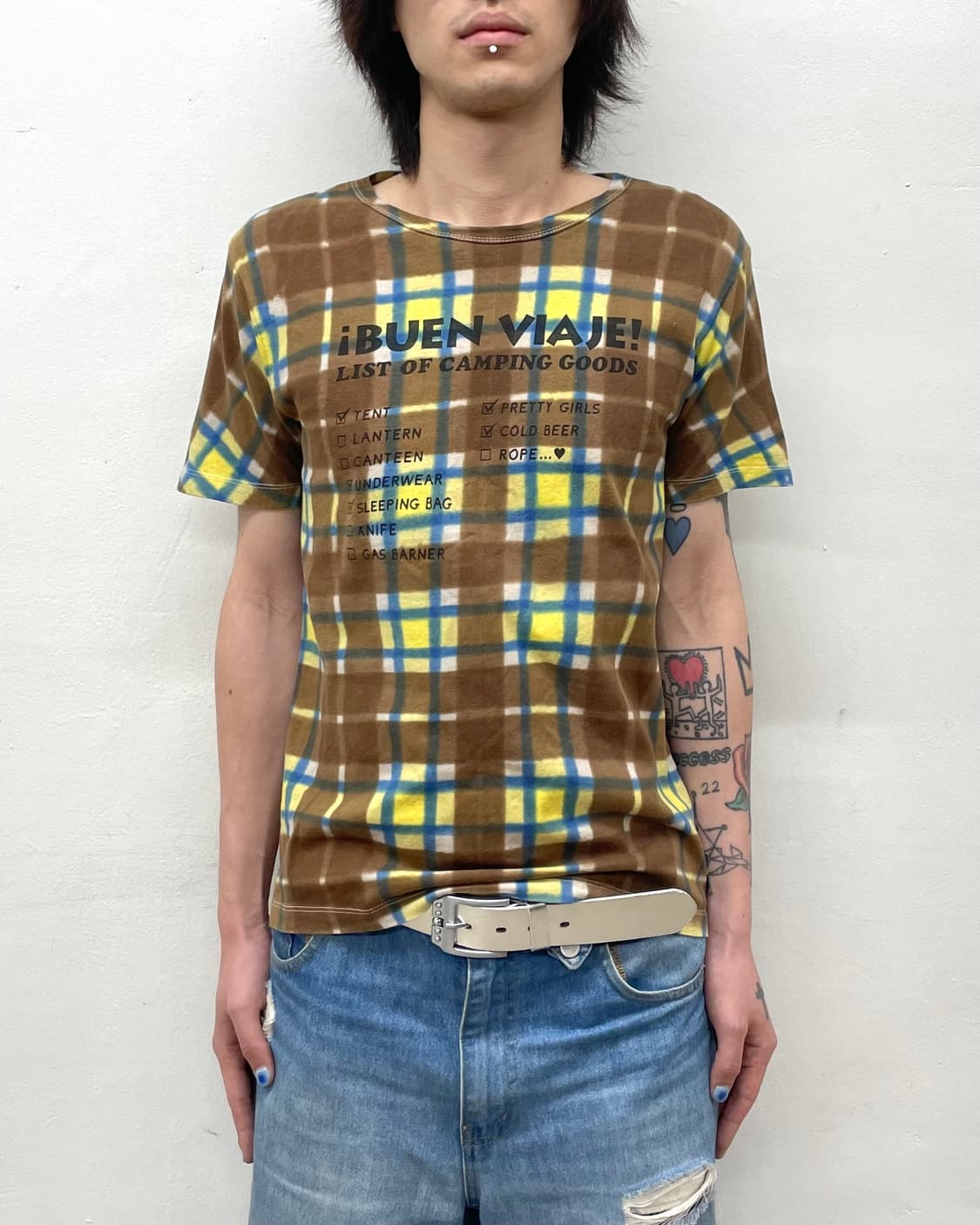 Brown and Yellow Checkered T-shirt  상품이미지1