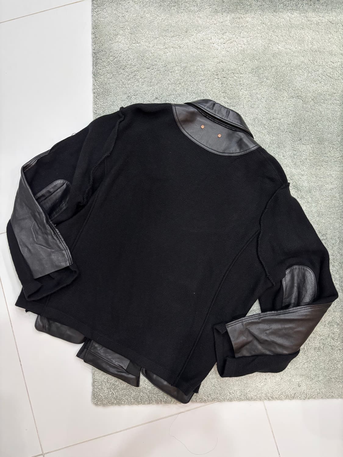 앤더슨벨 / 테디 레더 니트 더블 자켓 / L 상품이미지6