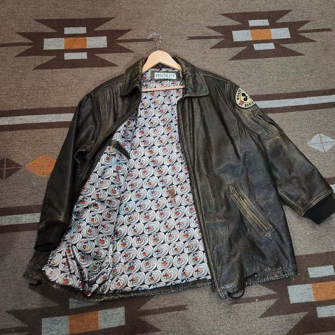 디즈니 90s 미키마우스 소가죽 코트 XL 상품이미지5