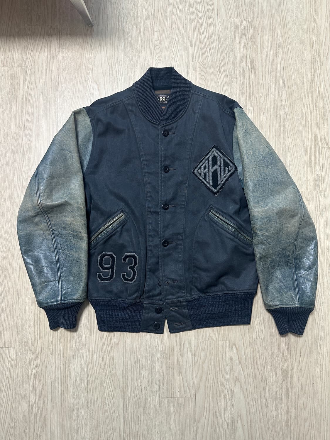 RRL 인디고 레더 바시티 M 상품이미지2