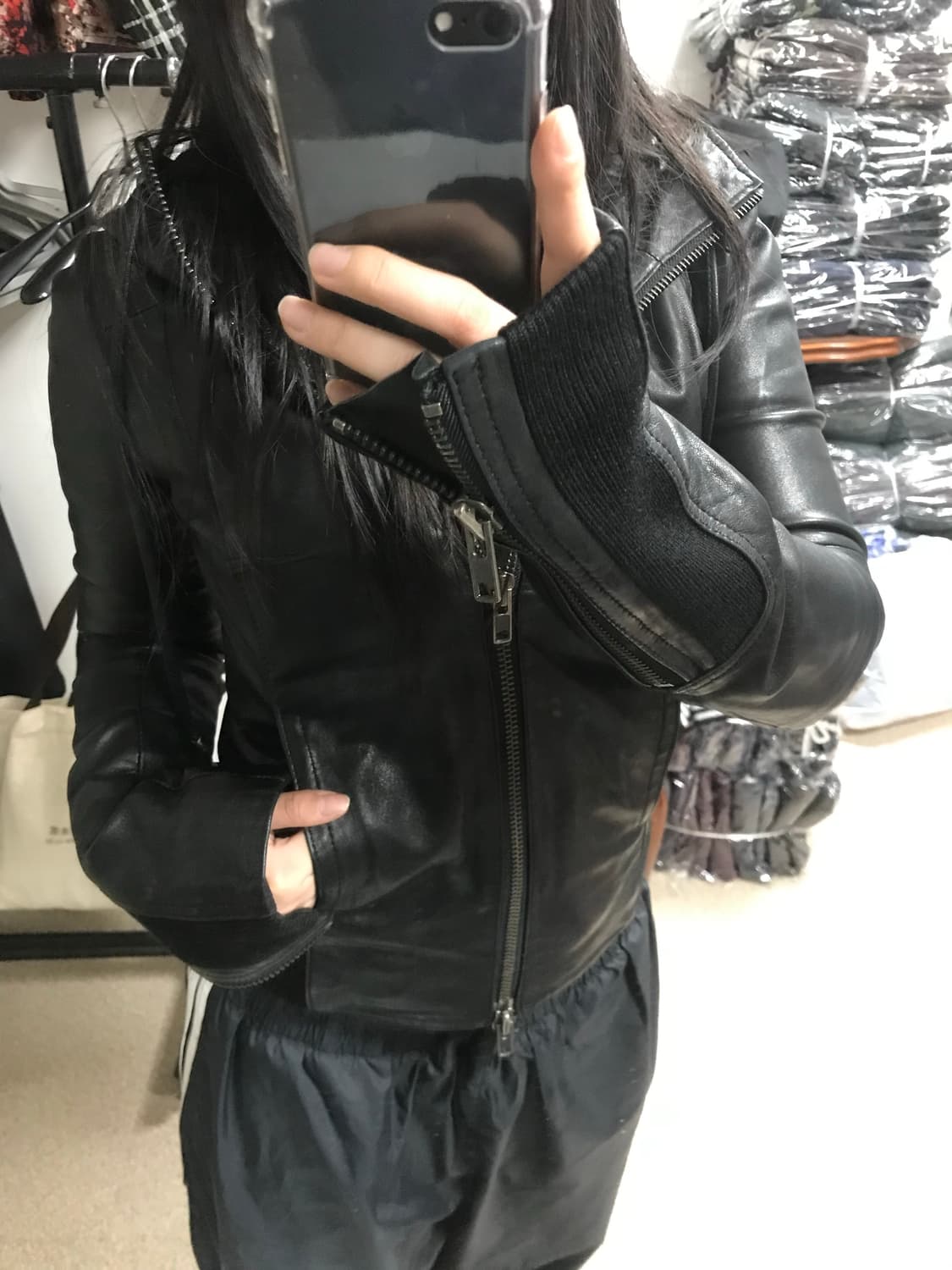 빈티지 후드 가죽 자켓 상품이미지5