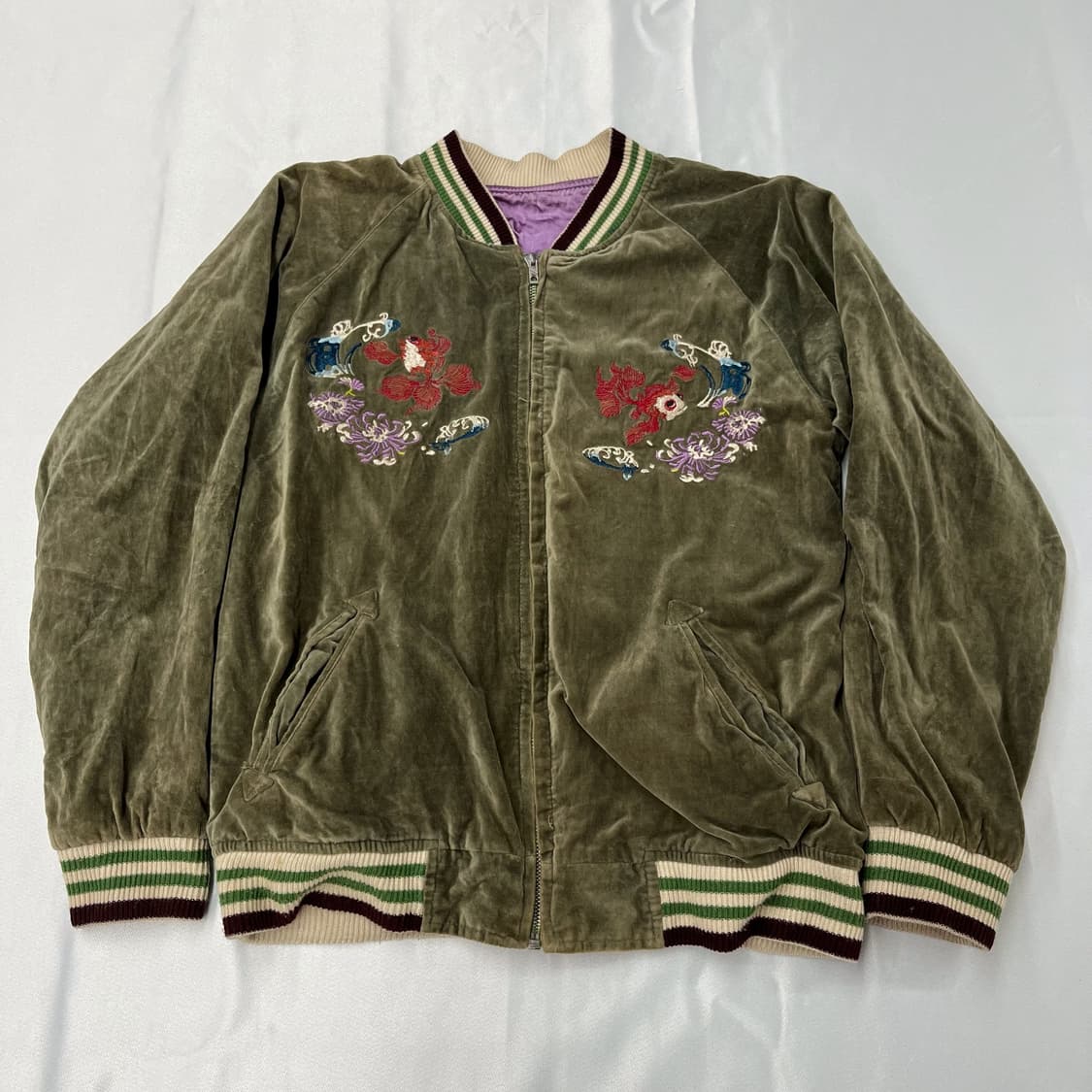 (S) 재피니즈 크로피드 헤드스 벨벳 자켓 상품이미지1