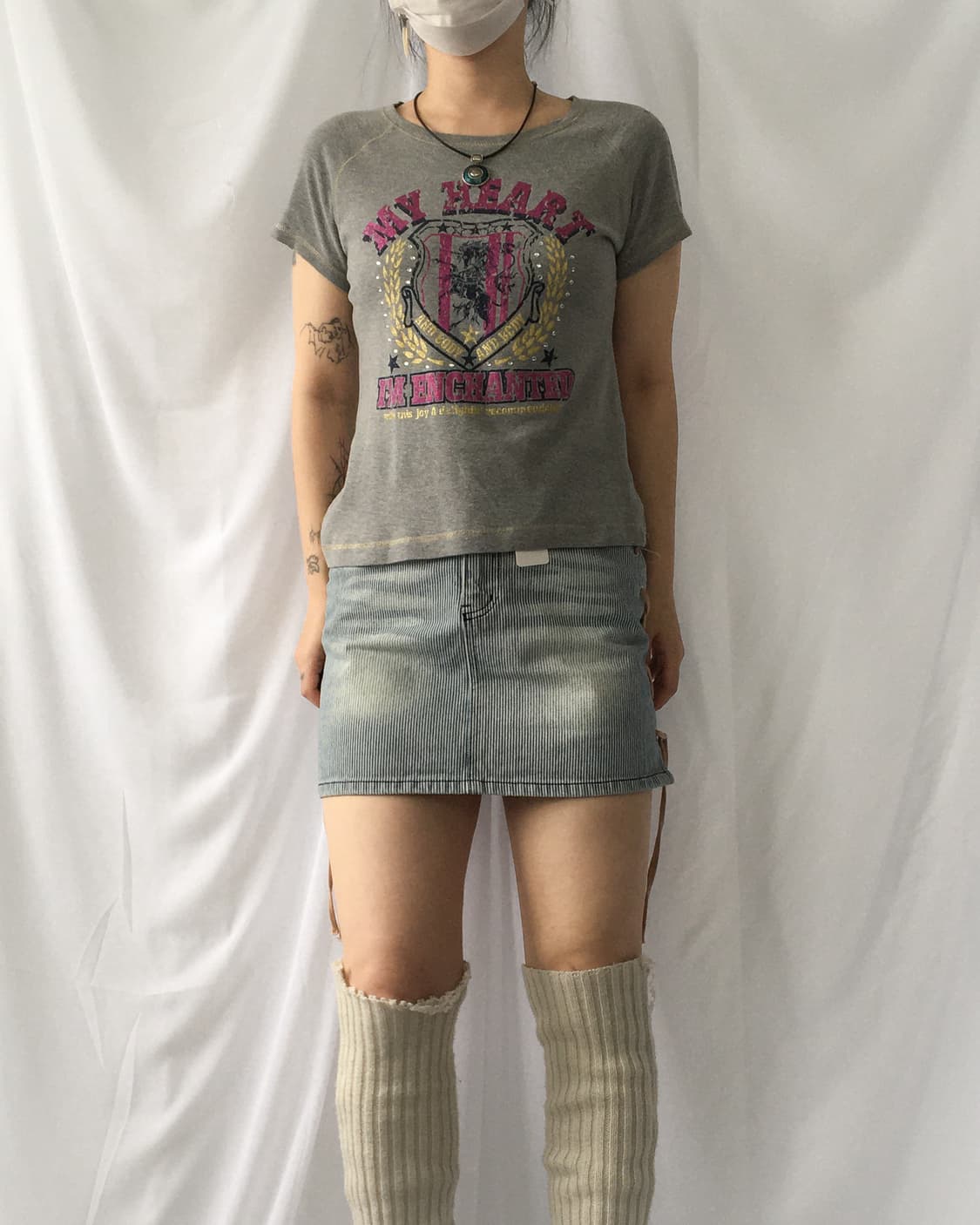 Side lace up point stripe pattern mini s 상품이미지4