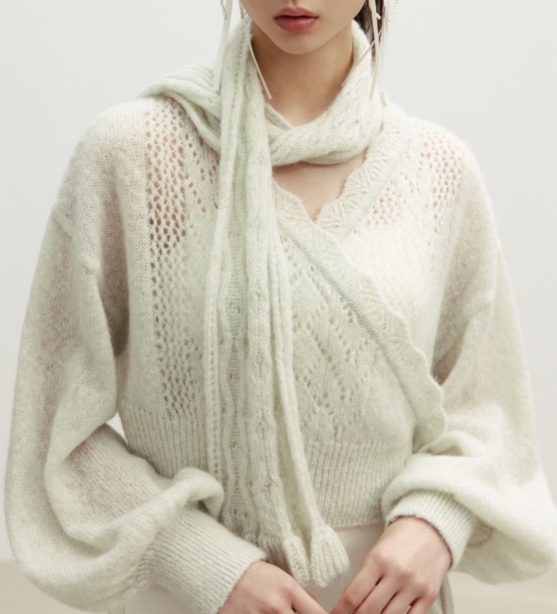 더티스FLUFFY WRAP KNIT CARDIGAN MUFFLER SET 상품이미지3