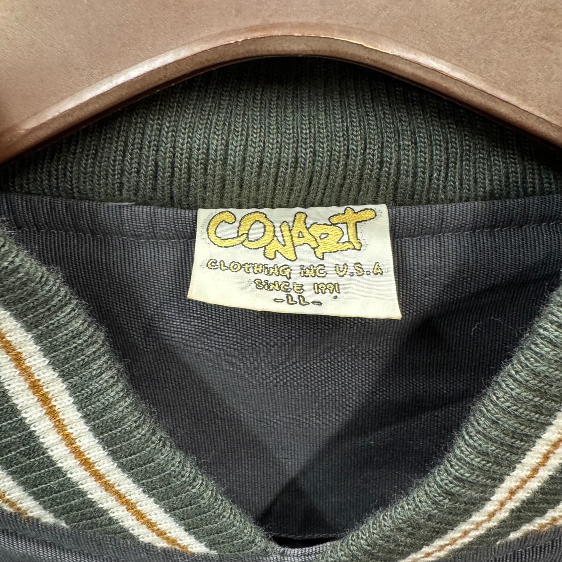 00s USA VINTAGE 바시티 자켓 후면 빅패치 포인트 차콜 상품이미지9