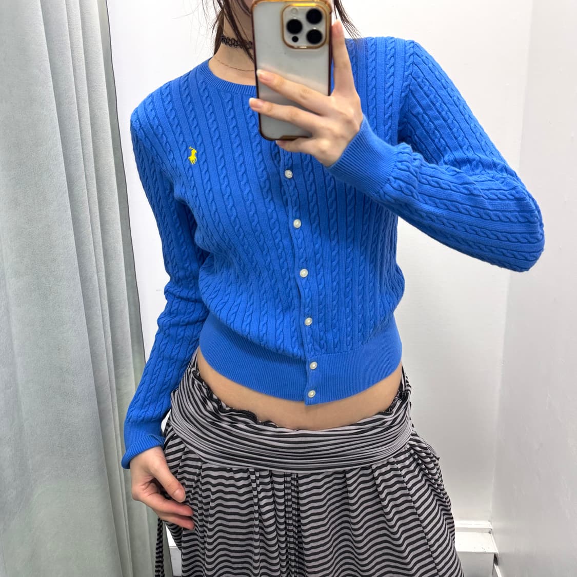 폴로 블루 케이블 가디건 상품이미지1