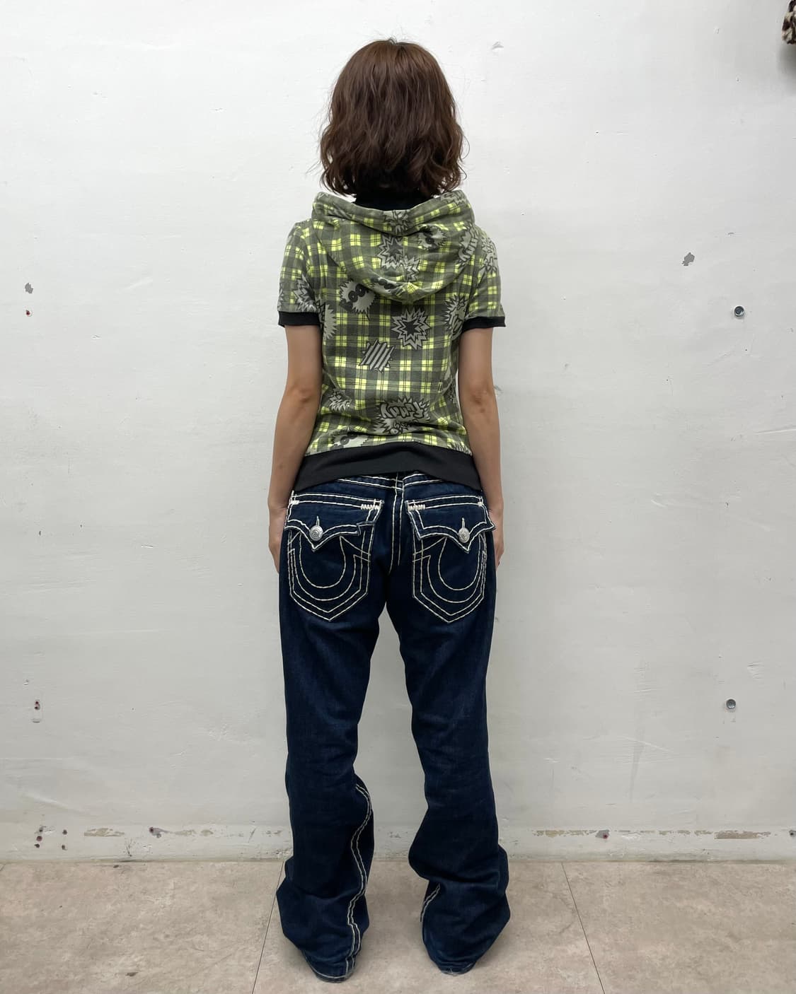 Horseballoon  Checkered Hoodie T-shirt 상품이미지5