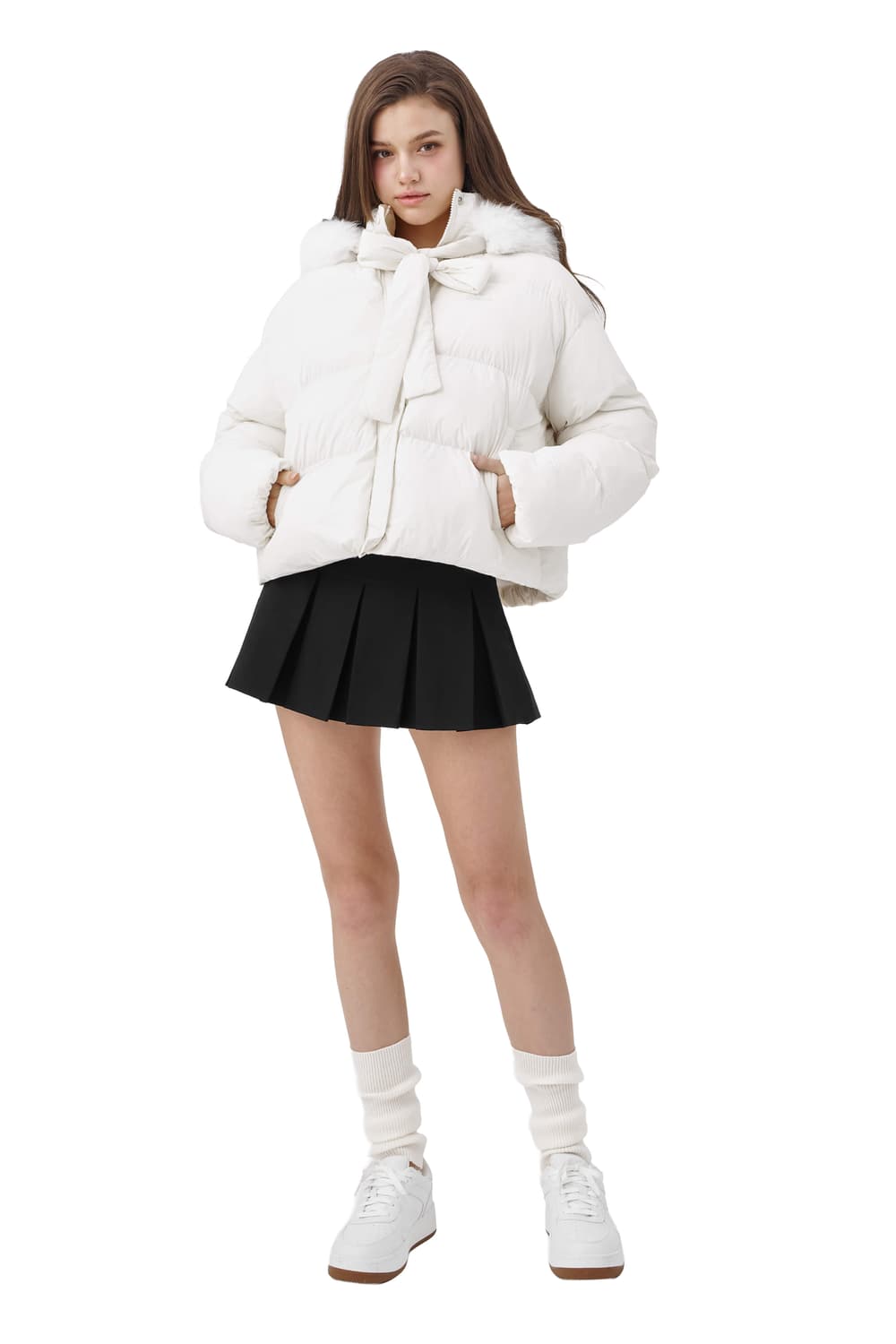 클리시어 패딩 Snowy ribbon puff jacket, Ivory 상품이미지2