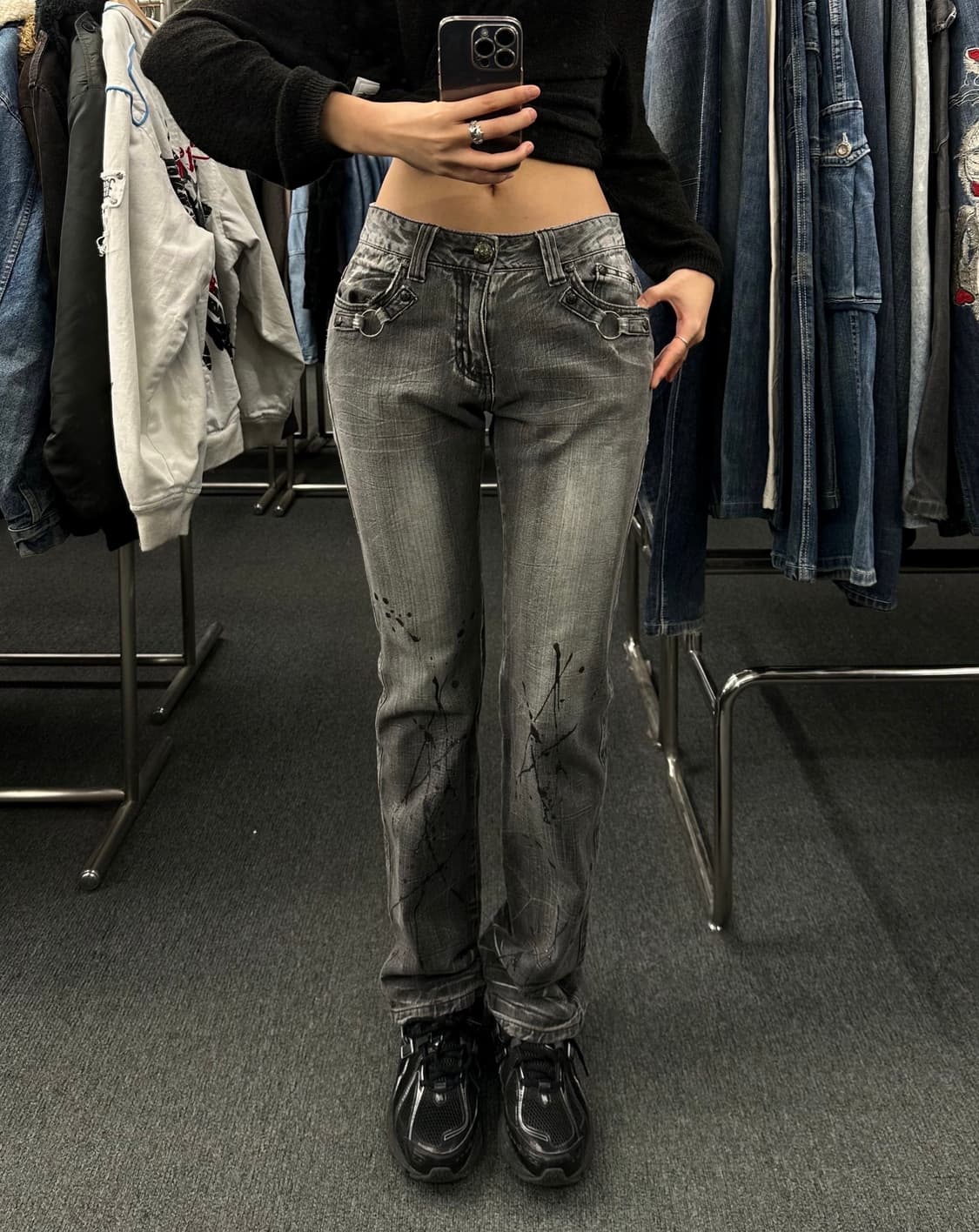 L)Blow By Blue 일본 y2k 빈티지 흑청 데님 팬츠 상품이미지1