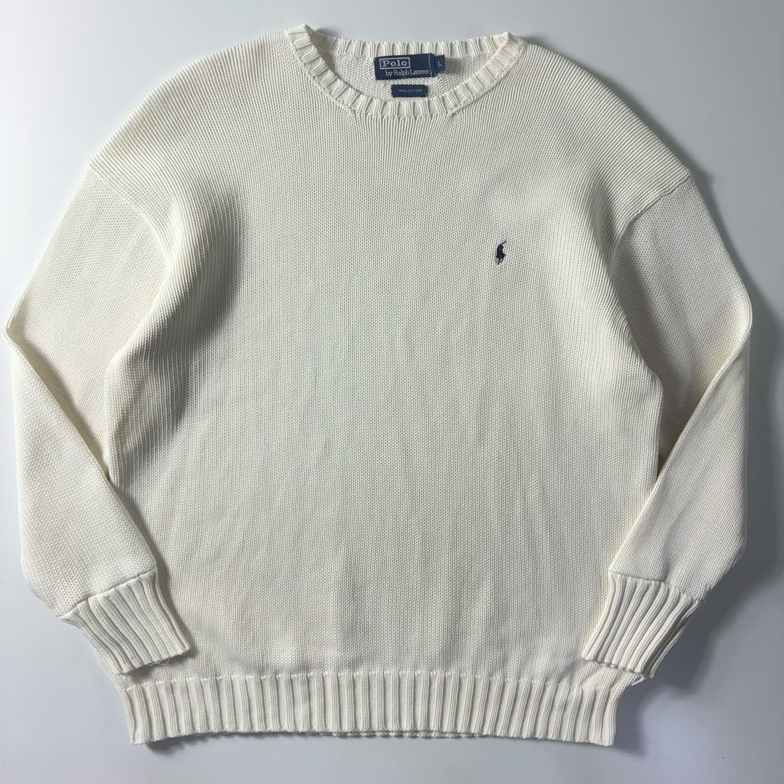 Polo  폴로 랄프로렌 90,s 코튼 화이트 라운드 니트  상품이미지1