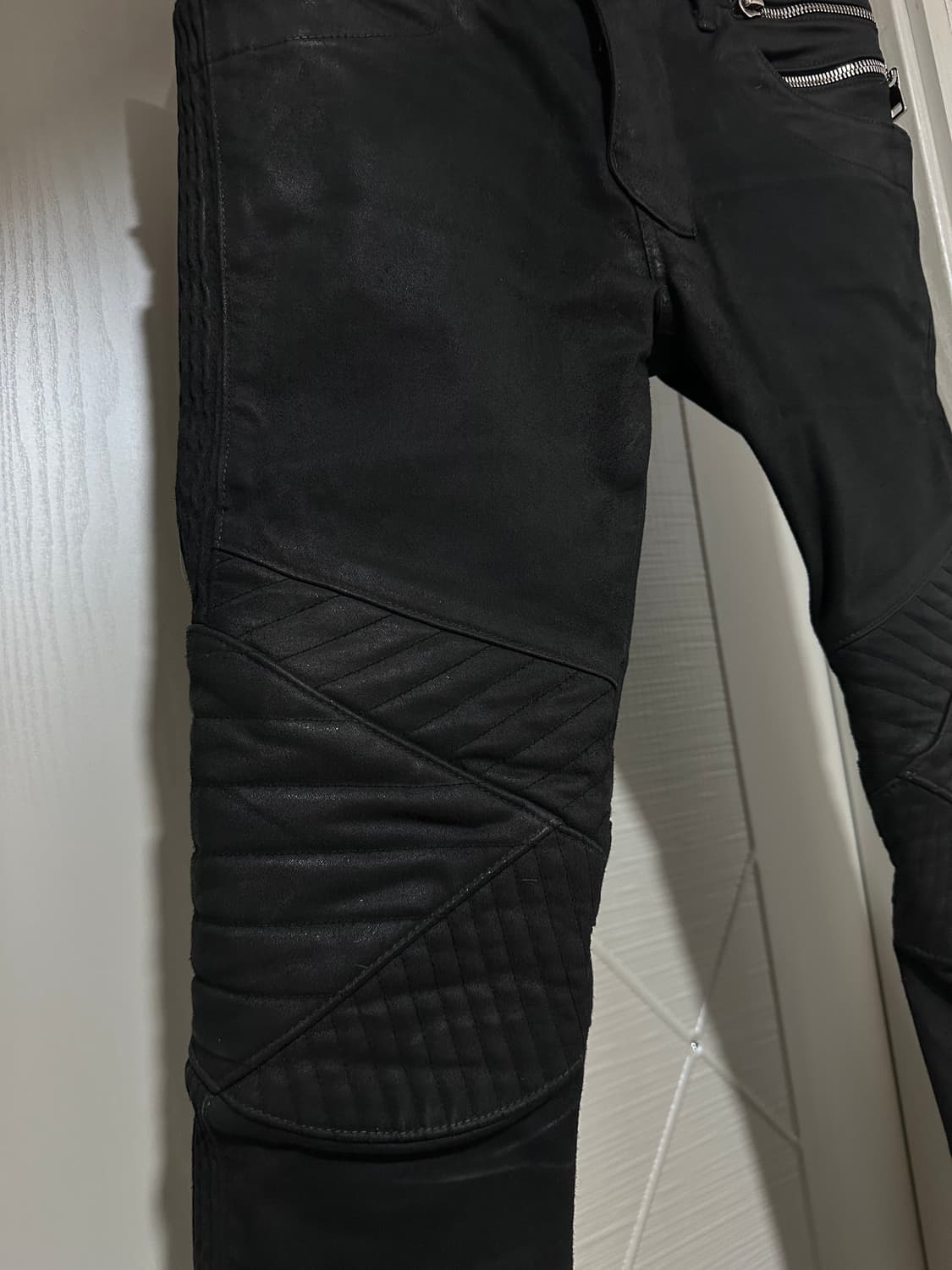 발망 블랙 왁스 코팅 더블지퍼 바이커 진 상품이미지4