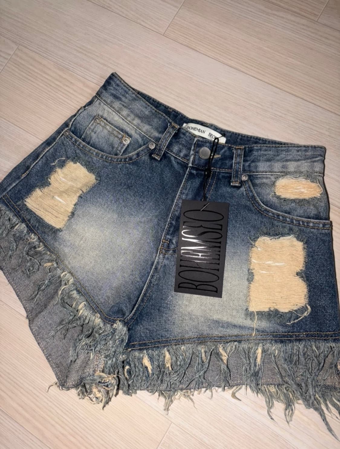 DAMAGE WASHING SHORTS BLUE 상품이미지1