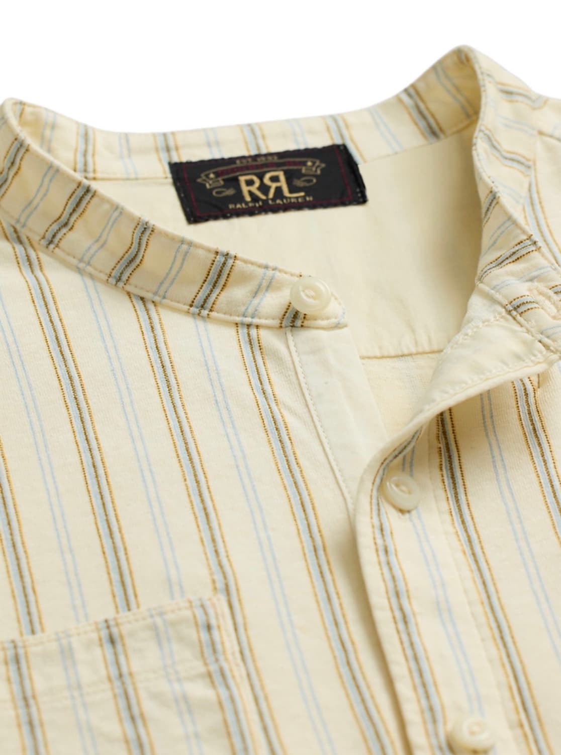 rrl 더블알엘 노카라 스트라이프 린넨 셔츠 L 아이보리 상품이미지2