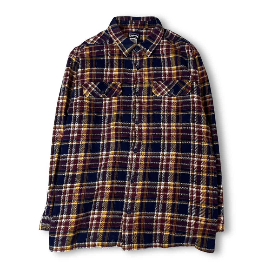 파타고니아 퍼플 블루 옐로우 멀티 체크 긴팔 셔츠 L 상품이미지1