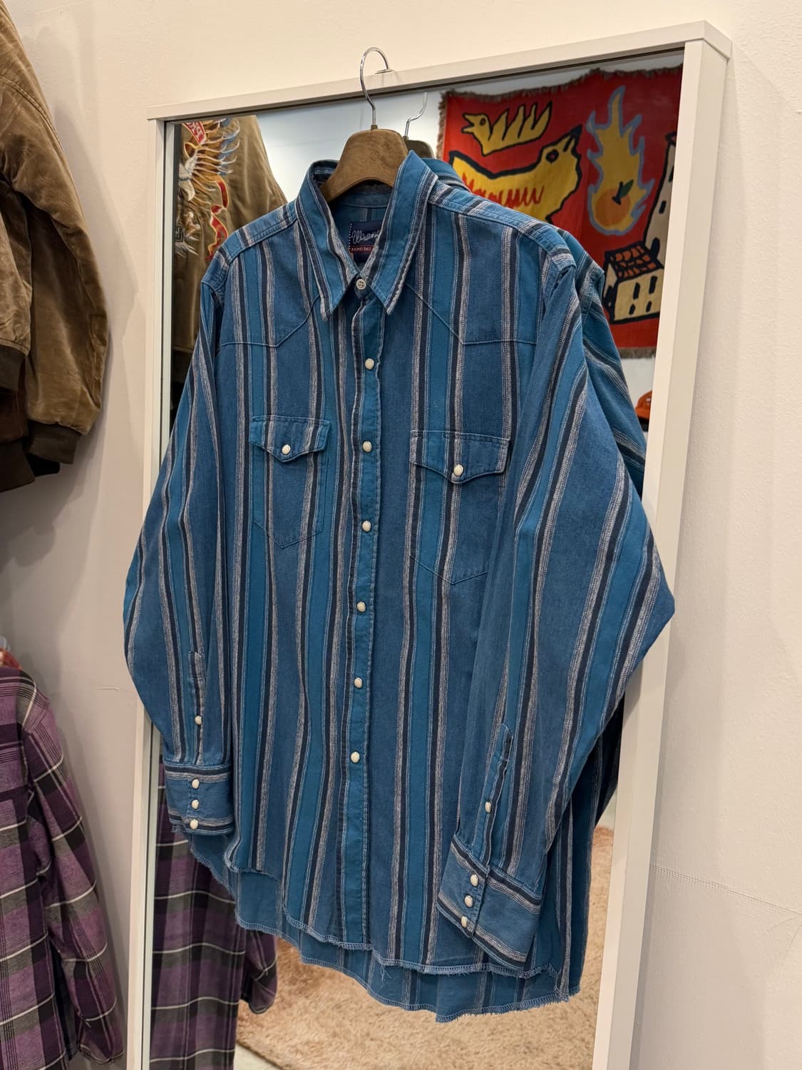 90s Wrangler 랭글러 웨스턴 스트라이프 셔츠 상품이미지1