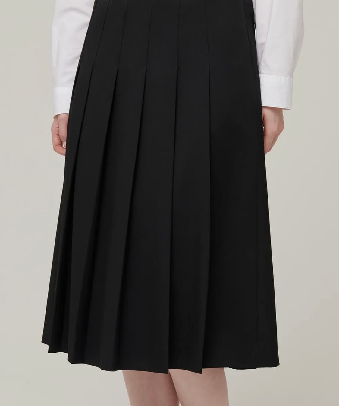 우먼즈 플리츠 미디 스커트 [블랙] 상품이미지3