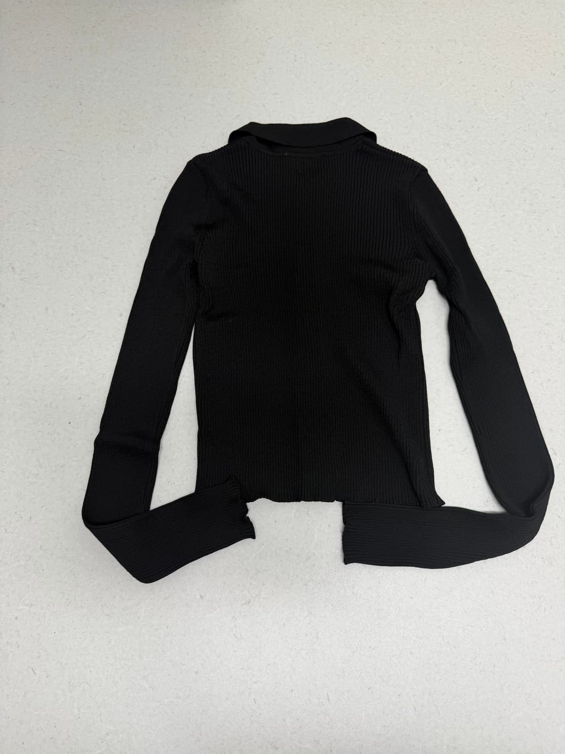 아모멘토 RIB TWO WAY ZIP-UP CARDIGAN_BLACK 상품이미지5