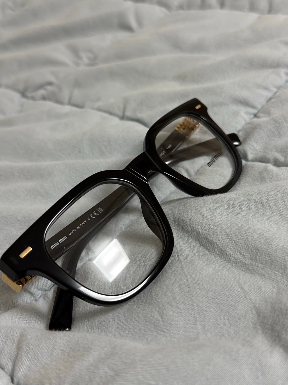 MiuMiu 로고 템플 스퀘어 안경 상품이미지3