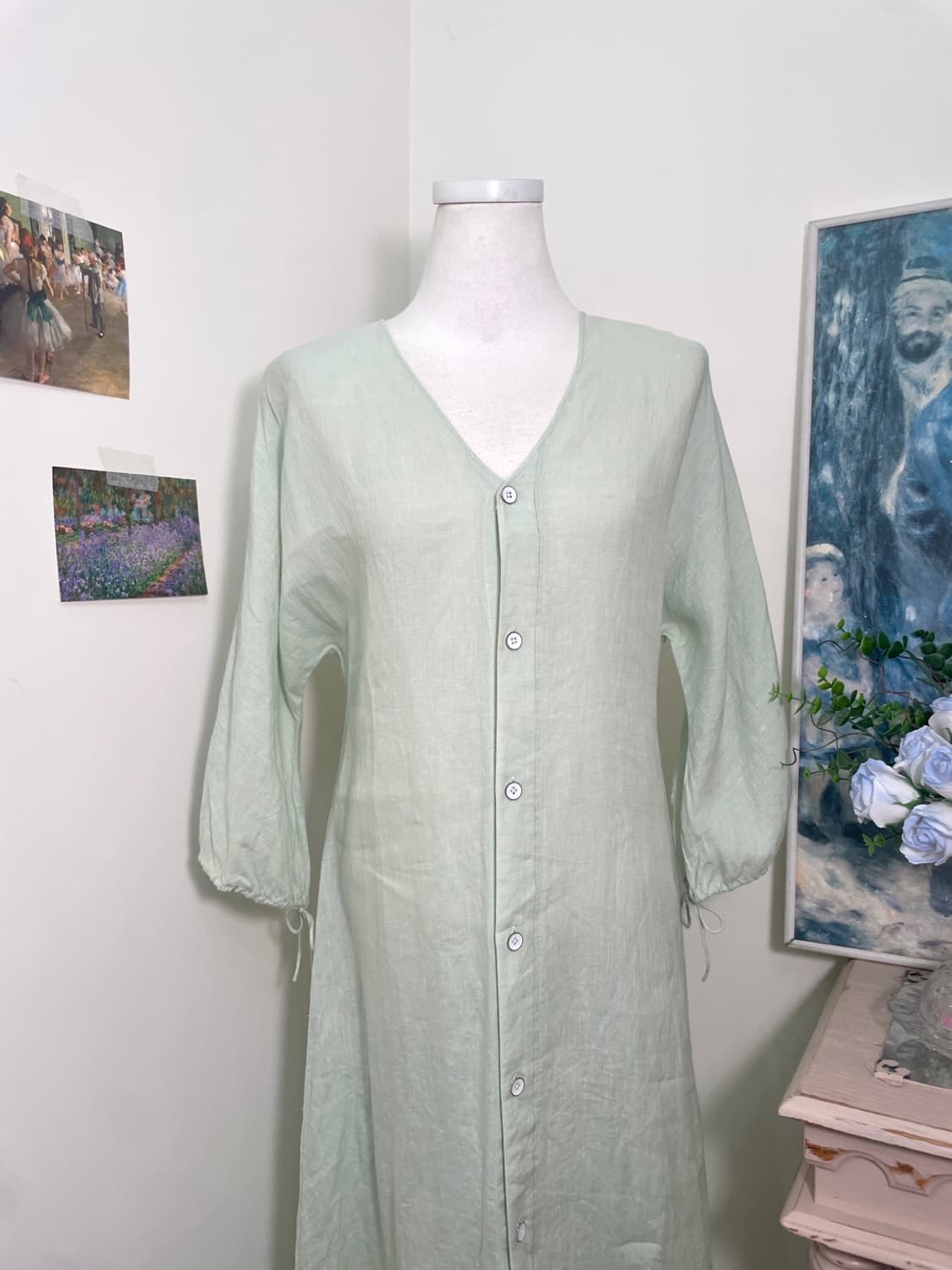 mint melange v-neck 100%linen summer opc 상품이미지6