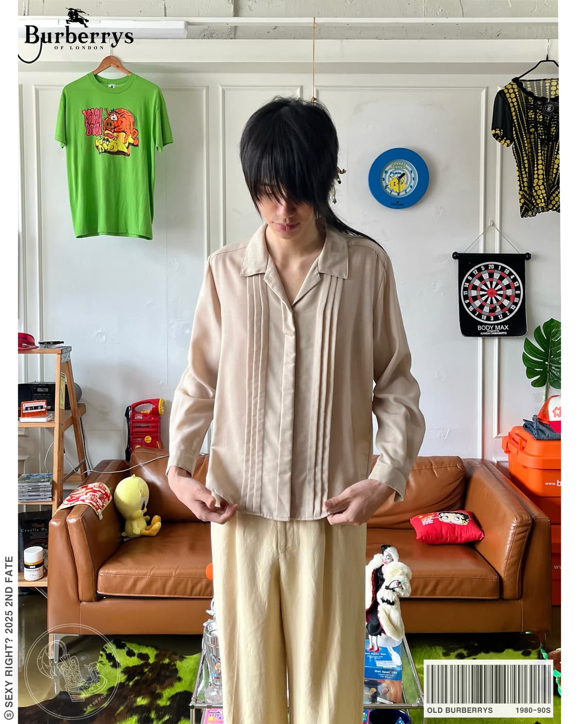 1980-90s Old Burberry Pleats Trim Shirt 상품이미지1