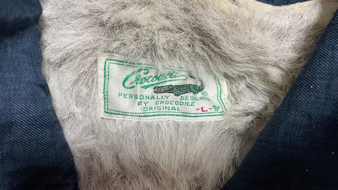 JPN 00s 일본 빈티지 크로커다일 퍼 라이닝 블루종 점퍼 올드스쿨 상품이미지7