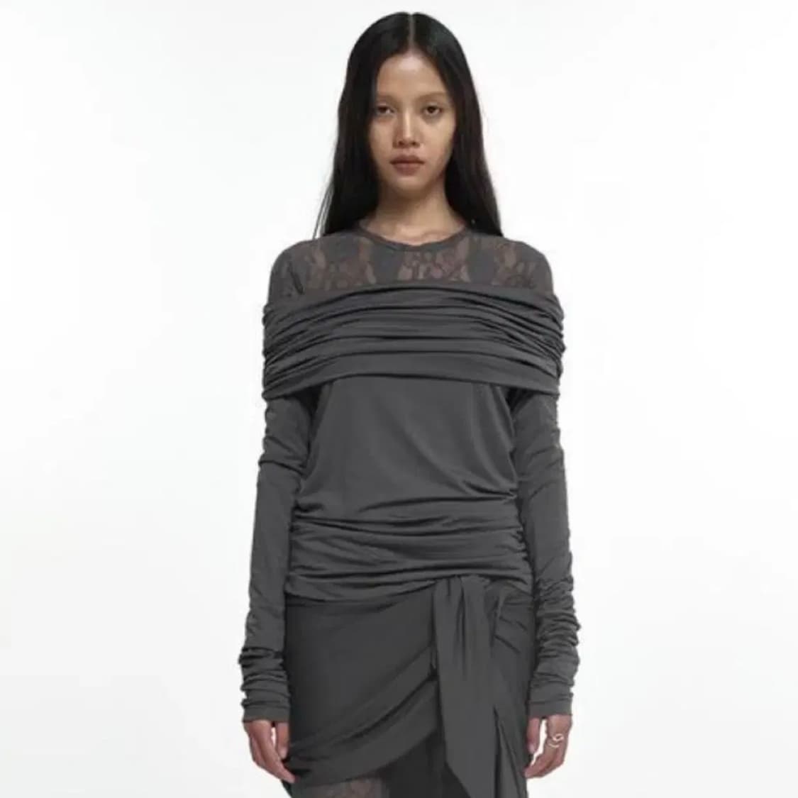 nache DRAPING LONG SLEEVE CHARCOAL 상품이미지1